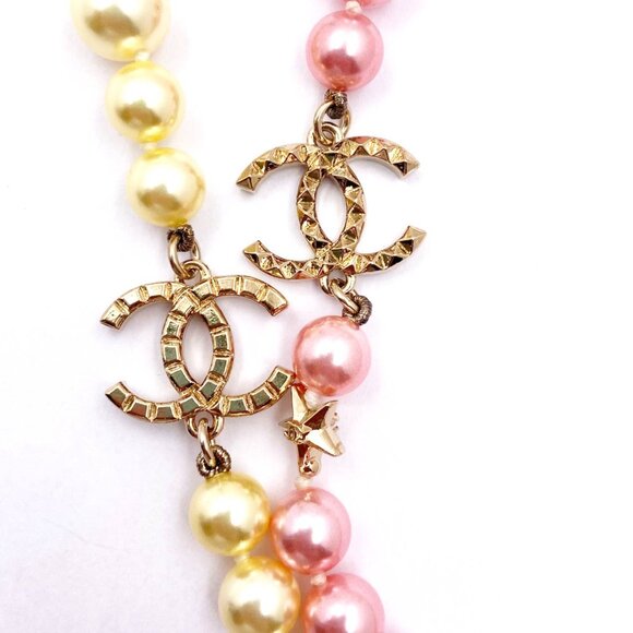 Chanel Gold CC Star Neon Rainbow Candy Pearl Necklace - Picture 3 of 4